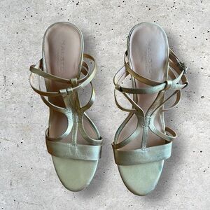 Halston Heritage Karla Gold 5 inch Heels Sandals Size 10